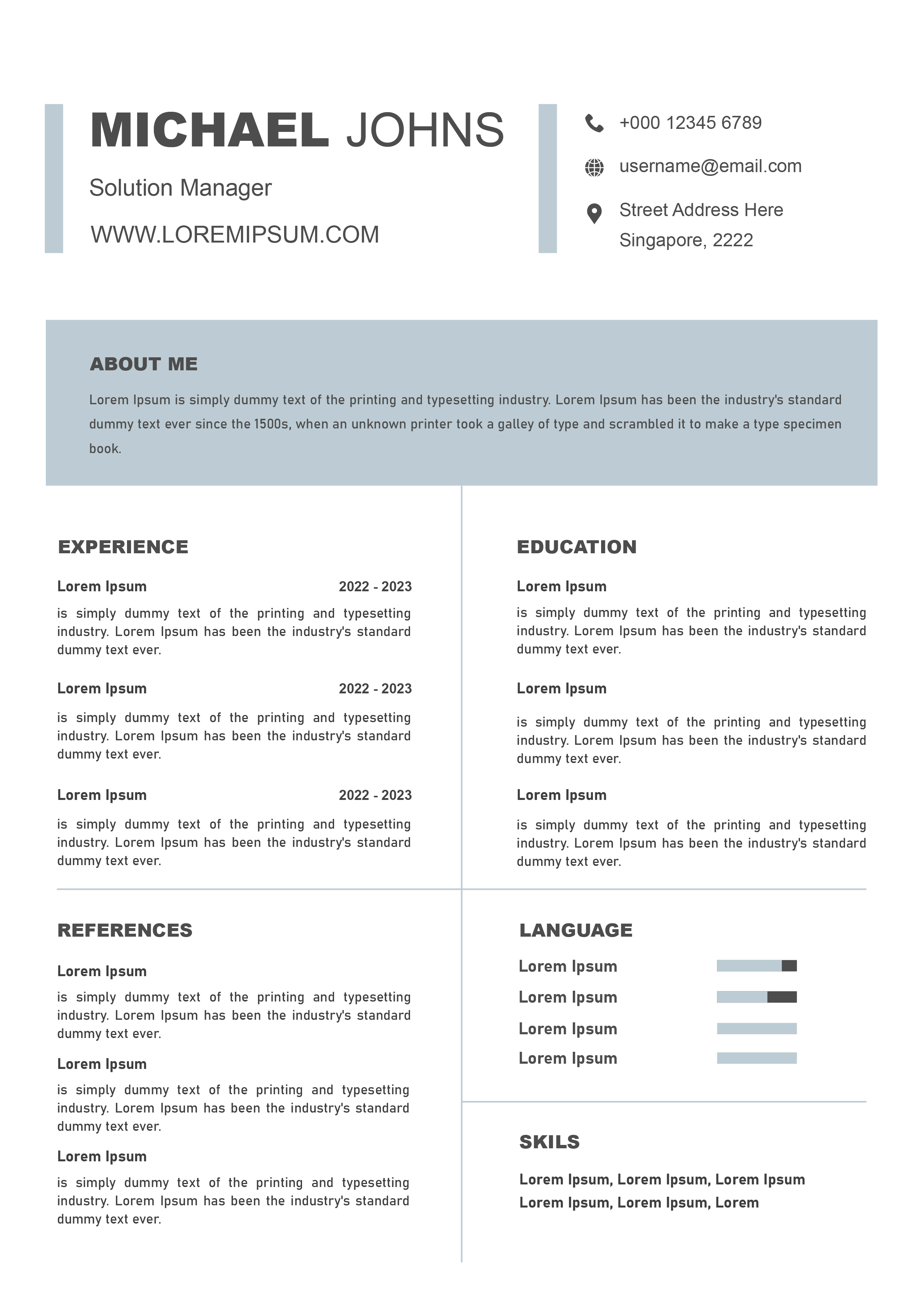 Contemporary Resume Template