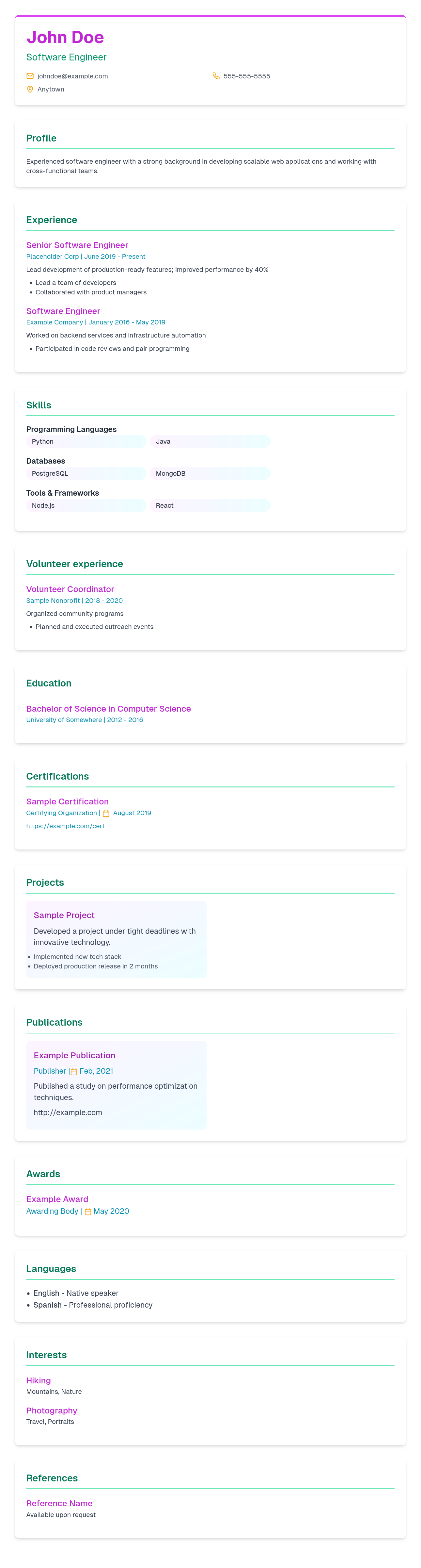 Visionary Resume Template